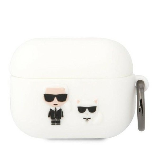 Karl Lagerfeld KLACAPSILKCW AirPods Pro borító fehér/fehér szilikon Karl & Choupette