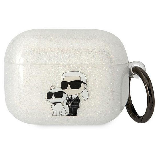 Karl Lagerfeld KLAPHNKCTGT Airpods Pro fedél átlátszó Gliter Karl&Choupette