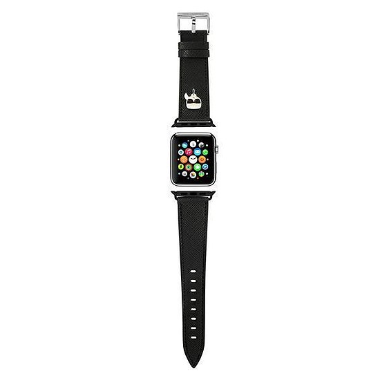 Karl Lagerfeld KLAWLOKHK Apple Watch 42/44 / 45mm fekete / fekete szíj Saffiano Karl Heads