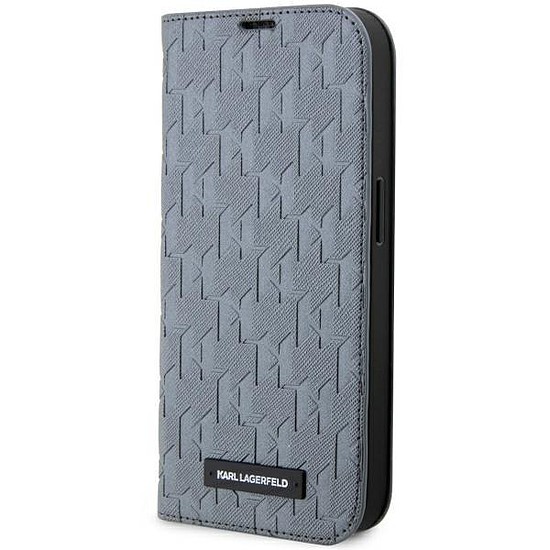 Karl Lagerfeld KLBKP14XSAKLHPG iPhone 14 Pro Max 6.7" könyvespolc ezüst/ezüst Saffiano Monogram