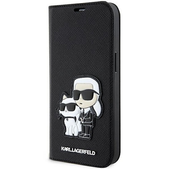 Karl Lagerfeld KLBKP14XSANKCPK iPhone 14 Pro Max 6.7" könyvespolc fekete/fekete Saffiano Karl & Choupette