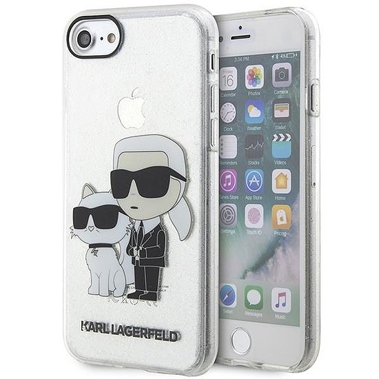 Karl Lagerfeld KLHCI8HNKCTGT iPhone 7/8/ SE 2020 / SE 2022 attlátszó keménytok Gliter Karl&Choupette