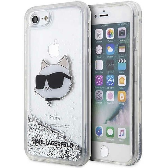 Karl Lagerfeld KLHCI8LNHCCS iPhone 7/8/ SE 2020/2022 ezüst/ezüst keménytok Glitter Choupette Head