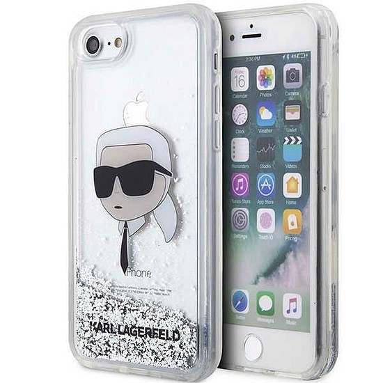 Karl Lagerfeld KLHCI8LNKHCH iPhone 7/8/ SE 2020/2022 ezüst/ezüst kemény tok Glitter Karl Head