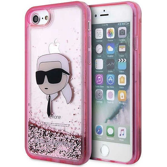 Karl Lagerfeld KLHCI8LNKHCP iPhone 7/8/ SE 2020/2022 rózsaszín/rózsaszín kemény tok Glitter Karl Head