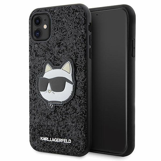 Karl Lagerfeld KLHCN61G2CPK iPhone 11 / Xr 6.1" fekete/fekete keménytokos Glitter Choupette Patch