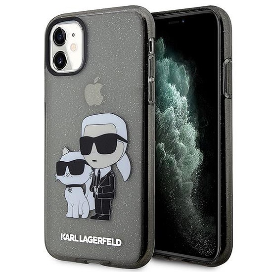 Karl Lagerfeld KLHCN61HNKCTGK iPhone 11 / Xr 6.1" fekete/fekete keménytok Gliter Karl&Choupette