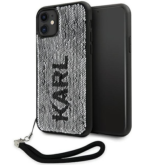 Karl Lagerfeld KLHCN61PSQRKS iPhone 11 / Xr 6.1" ezüst/ezüst keménytokos flitter kábel