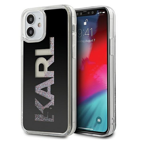 Karl Lagerfeld KLHCP12SKLMLBK iPhone 12 mini 5,4" fekete/fekete keménytok Karl Logo Glitter