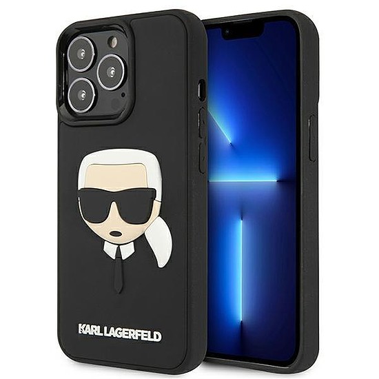 Karl Lagerfeld KLHCP13LKH3DBK iPhone 13 Pro / 13 6.1" black/fekete keménytokos 3D gumi Karl feje