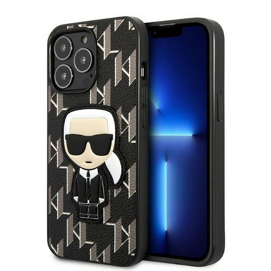 Karl Lagerfeld KLHCP13LPMNIKBK iPhone 13 Pro / 13 6.1" kemény tok fekete/fekete Monogram Ikonik Patch