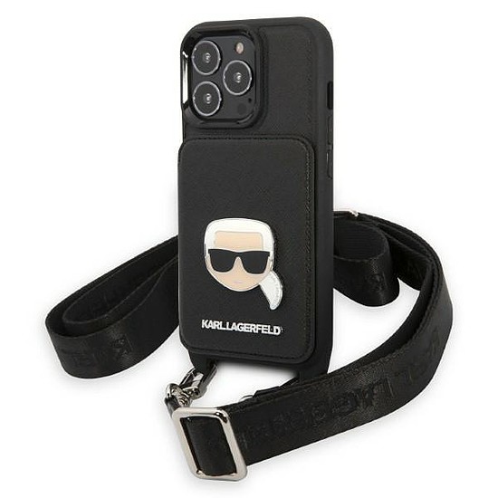 Karl Lagerfeld KLHCP13LSAKHPK iPhone 13 Pro / 13 6,1" kemény tok, Saffiano fém Karl Head