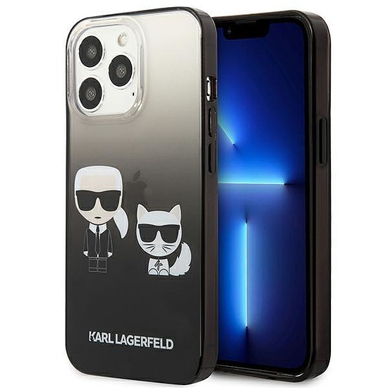 Karl Lagerfeld KLHCP13LTGKCK iPhone 13 Pro / 13 6.1" kemény tok fekete/fekete Gradient Ikonik Karl & Choupette