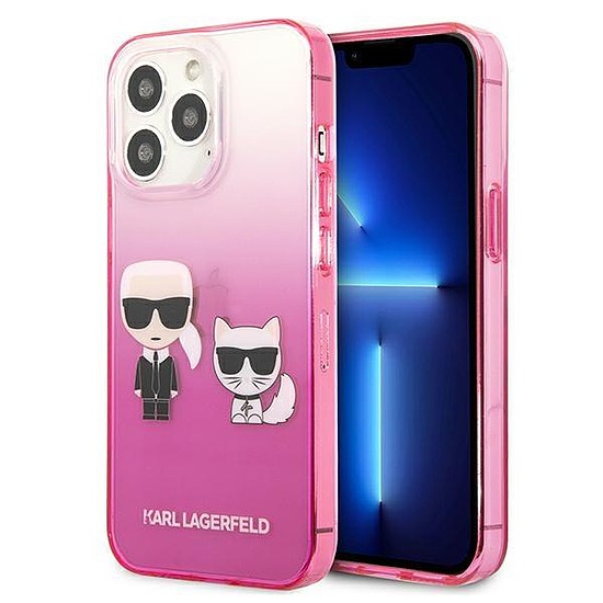 Karl Lagerfeld KLHCP13LTGKCP iPhone 13 Pro / 13 6.1" kemény tok, rózsaszín/rózsaszín Gradient Ikonik Karl & Choupette