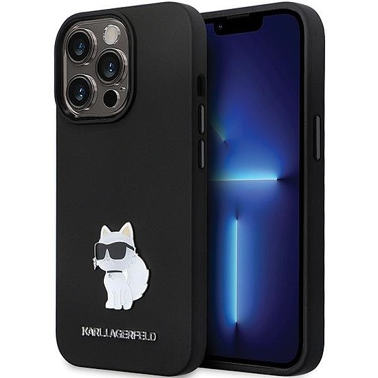 Karl Lagerfeld KLHCP13XSMHCNPK tok iPhone 13 Pro Max 6,7"-hez - fekete szilikon C fém tű