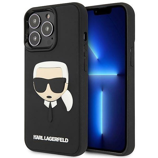 Karl Lagerfeld KLHCP14LKH3DBK iPhone 14 Pro 6.1" fekete/fekete keménytok, 3D gumi Karl fej