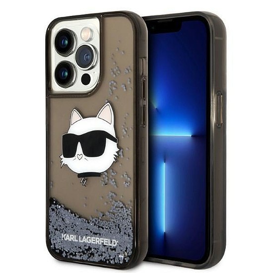 Karl Lagerfeld KLHCP14LLNCHCK iPhone 14 Pro 6.1" fekete/fekete keménytokos Glitter Choupette fej