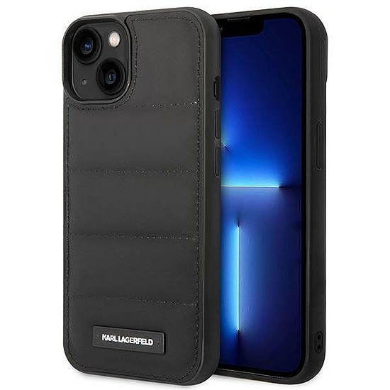 Karl Lagerfeld KLHCP14MPSQAK iPhone 14 Plus 6.7" kemény tok, fekete/fekete, puffadt hosszúkás logoó