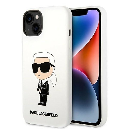 Karl Lagerfeld KLHCP14MSNIKBCH iPhone 14 Plus 6.7" kemény tok, fehér/fehér szilikon ikon