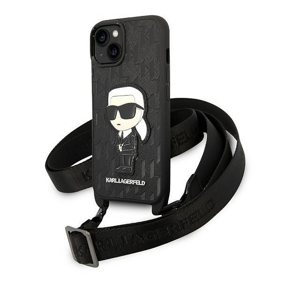 Karl Lagerfeld KLHCP14MSTKMK iPhone 14 Plus 6.7" fekete/fekete kemény tokos Monogram Ikonik Patch