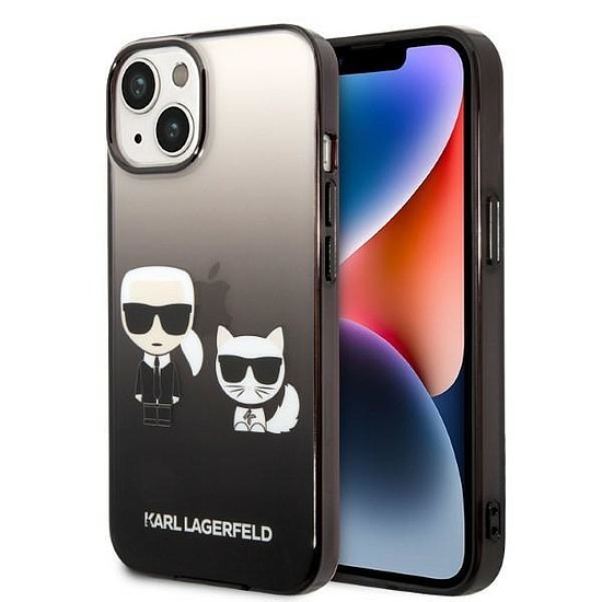 Karl Lagerfeld KLHCP14MTGKCK iPhone 14 Plus 6.7 hüvelykes keménytokos fekete/fekete Gradient Ikonik Karl & Choupette