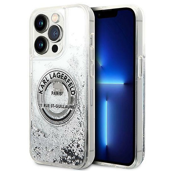 Karl Lagerfeld KLHCP14XLCRSGRS iPhone 14 Pro Max 6,7 hüvelykes ezüst/ezüst keménytok, Liquid Glitter RSG