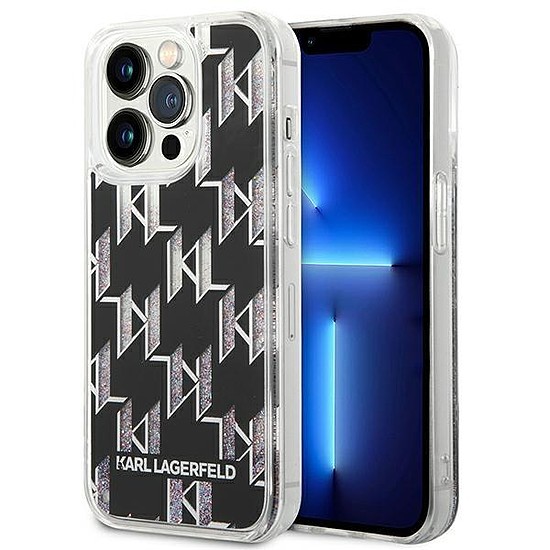 Karl Lagerfeld KLHCP14XLMNMK iPhone 14 Pro Max 6,7 hüvelykes keményház, fekete/fekete folyékony csillogó monogram