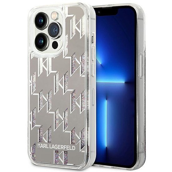 Karl Lagerfeld KLHCP14XLMNMS iPhone 14 Pro Max 6.7 hüvelykes keményház ezüst / ezüst folyékony csillogó monogram