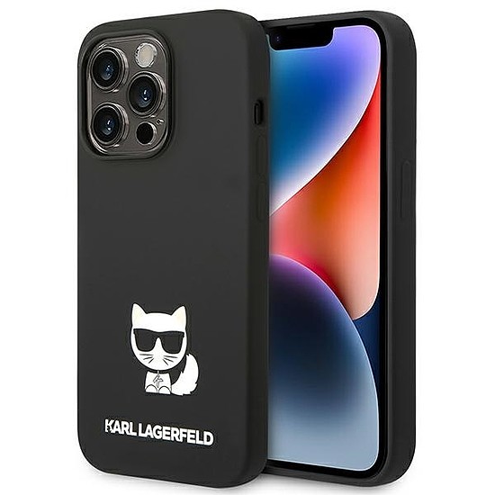 Karl Lagerfeld KLHCP14XSLCTBK iPhone 14 Pro Max 6,7 hüvelykes keményház, fekete/fekete szilikon choupette test