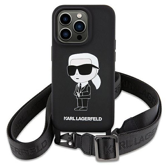 Karl Lagerfeld KLHCP15SSCBSKNK iPhone 15 6.1" kemény tok, fekete/fekete Crossbody Silicone Ikonik