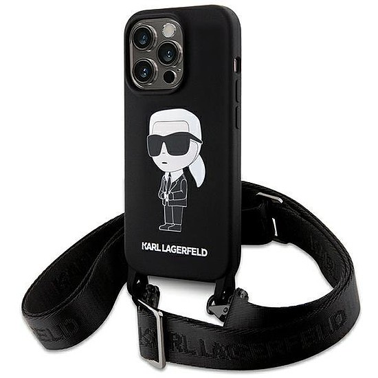 Karl Lagerfeld KLHCP15XSCBSKNK iPhone 15 Pro Max 6.7" keménytokos fekete/fekete Crossbody Silicone Ikonik