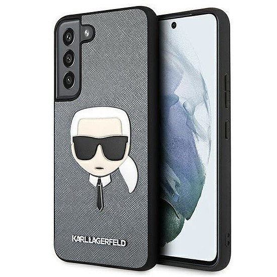 Karl Lagerfeld KLHCS22MSAKHSL S906 S22+ ezüst/ezüst keménytok Saffiano Ikonik Karl`s Head