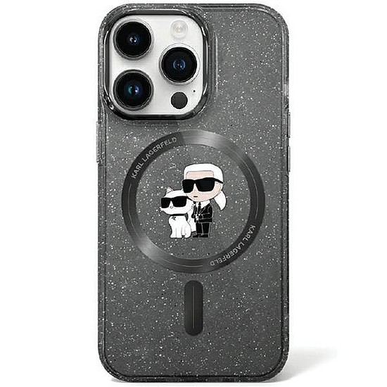 Karl Lagerfeld KLHMN61HGKCNOK iPhone 11 / Xr 6.1" fekete/fekete keménytok Karl&Choupette Glitter MagSafe