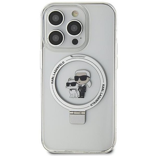 Karl Lagerfeld KLHMN61HMRSKCH iPhone 11 / Xr 6.1" fehér/fehér keményházas gyűrűs állvány Karl&Choupette MagSafe