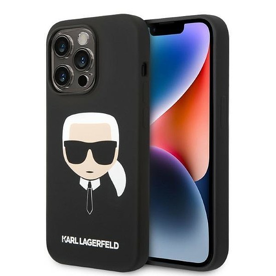 Karl Lagerfeld KLHMP14LSLKHBK iPhone 14 Pro 6.1" keményház, fekete / fekete szilikon Karl´s Head Magasafe