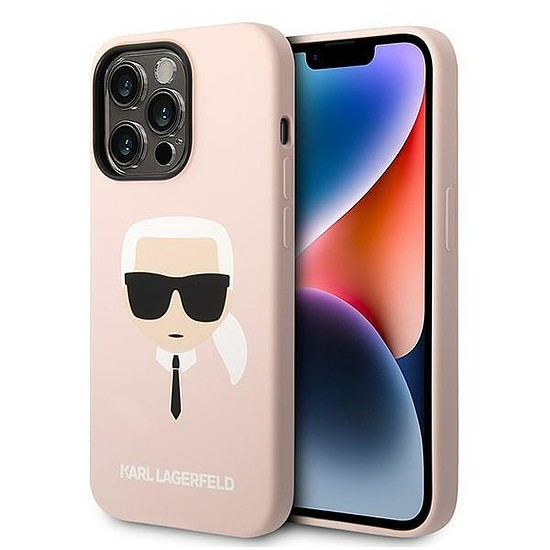 Karl Lagerfeld KLHMP14LSLKHLP iPhone 14 Pro 6.1 "kemény tok világos rózsaszín / világos rózsaszín szilikon Karl´s Head Magassafe