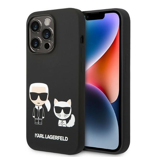 Karl Lagerfeld KLHMP14LSSKCK iPhone 14 Pro 6.1" keményház fekete/fekete folyékony szilikon Karl & Choupette Magsafe