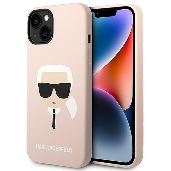 Karl Lagerfeld KLHMP14MSLKHLP iPhone 14 Plus 6.7" kemény tokos világos rózsaszín/világos rózsaszín szilikon Karl`s Head Magassafe