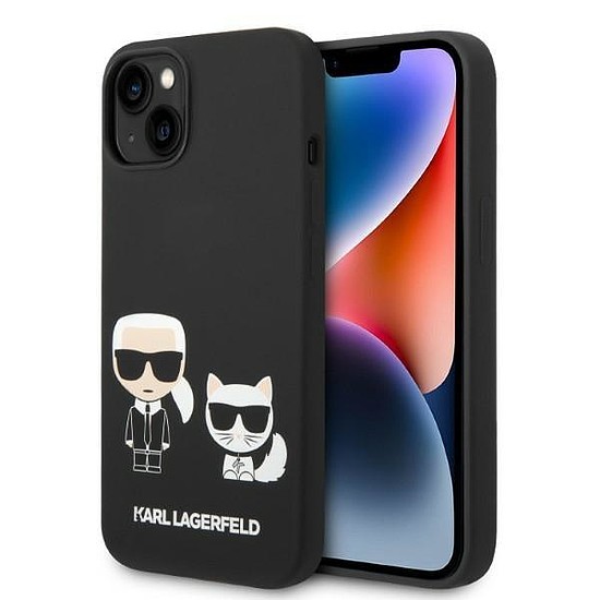 Karl Lagerfeld KLHMP14MSSKCK iPhone 14 Plus 6.7 hüvelykes keményház fekete/fekete folyékony szilikon Karl & Choupette Magsafe