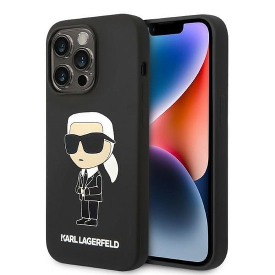 Karl Lagerfeld KLHMP14XSNIBCCK iPhone 14 Pro Max 6.7" kemény tokos fekete/fekete szilikon Ikonik Magsafe