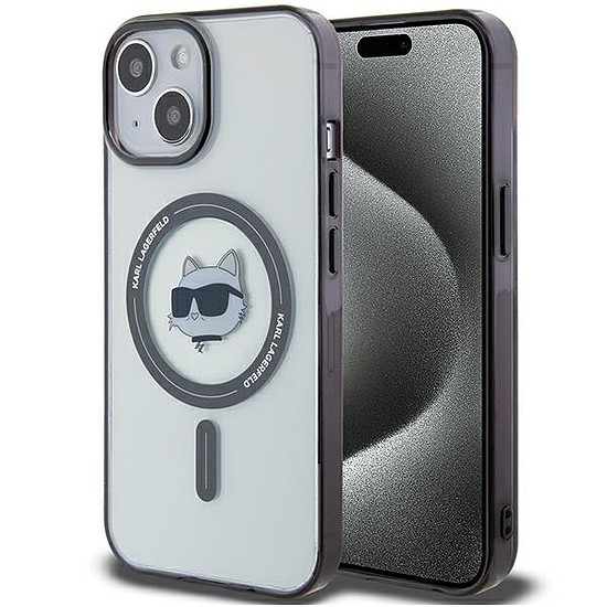 Karl Lagerfeld KLHMP15SHCHNOTK iPhone 15 6,1" átlátszó kemény tok IML Choupette´s Head MagSafe