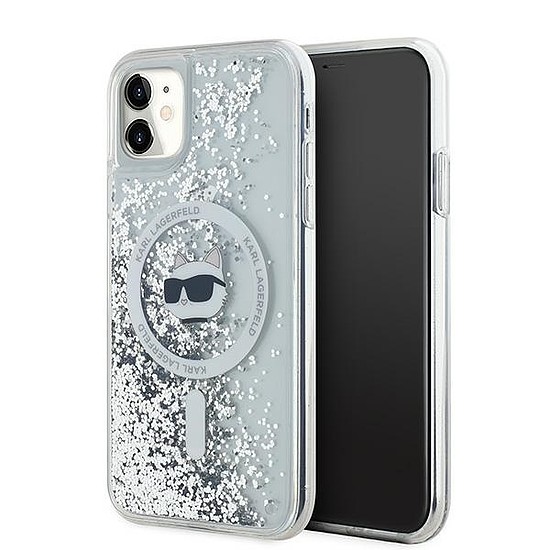 Karl Lagerfeld Liquid Glitter Choupette Head MagSafe tok iPhone 11 / Xr készülékhez - átlátszó