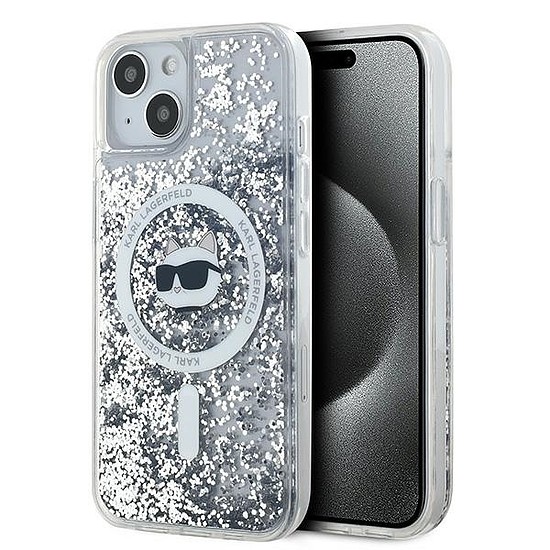 Karl Lagerfeld Liquid Glitter Choupette Head MagSafe tok iPhone 13-hoz - átlátszó