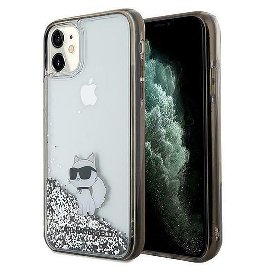 Karl Lagerfeld Liquid Glitter Choupette tok iPhone 11 / Xr telefonhoz - átlátszó