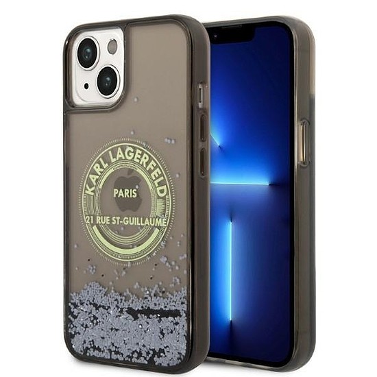 Karl Lagerfeld Liquid Glitter RSG tok iPhone 14-hez - fekete