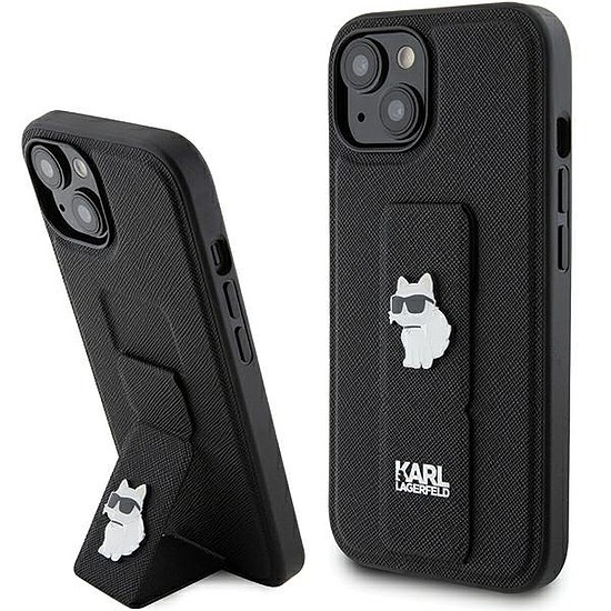 Karl Lagerfeld markolat Saffiano Choupette Pins tok iPhone 15 Plus / 14 Plus készülékhez - fekete