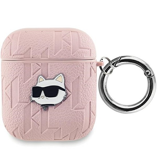 Karl Lagerfeld Monogram Choupette Head tok AirPods 1/2-hez - rózsaszín