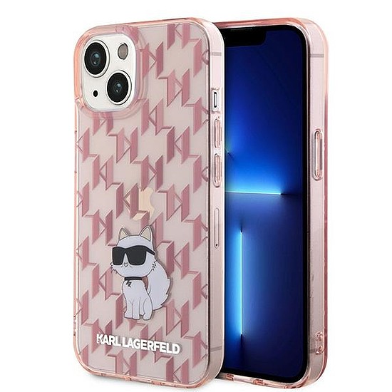 Karl Lagerfeld Monogram Choupette tok iPhone 15-höz - rózsaszín