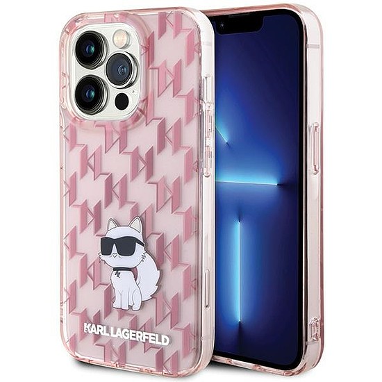 Karl Lagerfeld Monogram Choupette tok iPhone 15 Pro Max készülékhez - rózsaszín