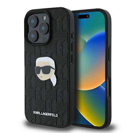 Karl Lagerfeld Monogram Karl fejtűs tok iPhone 16 Pro 6,3" fekete készülékhez